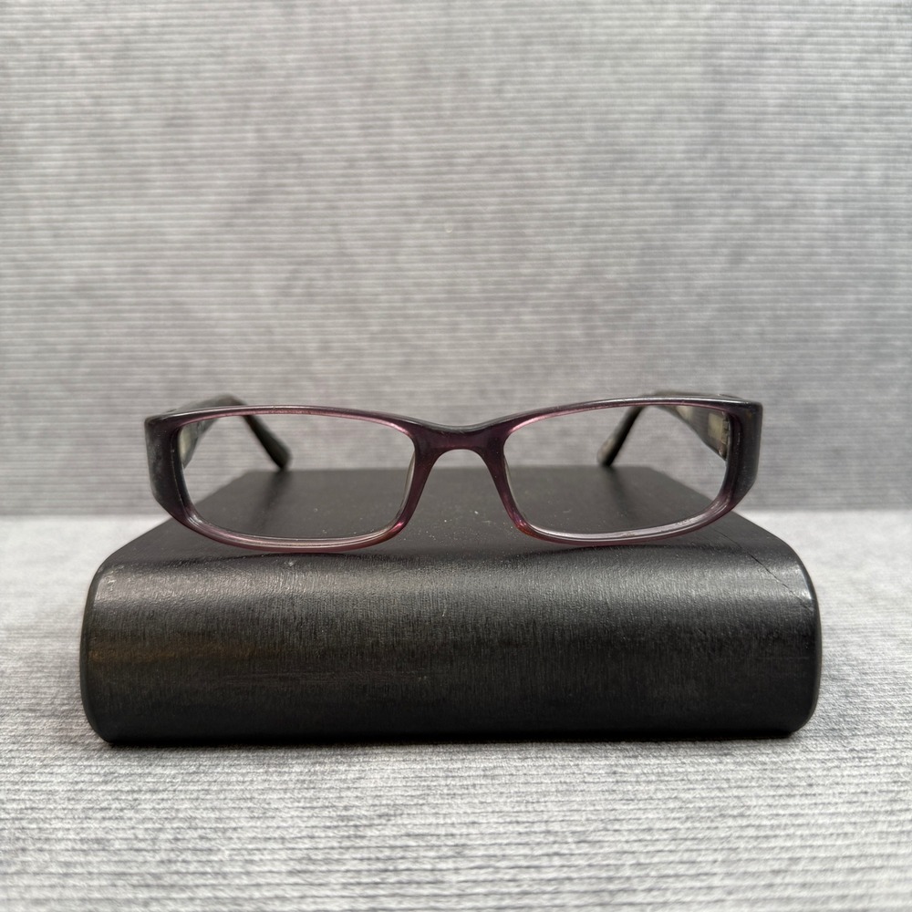 Vera Wang Purple Rectangular Eyeglasses Marbled Tortoise Temples Silver Hardware